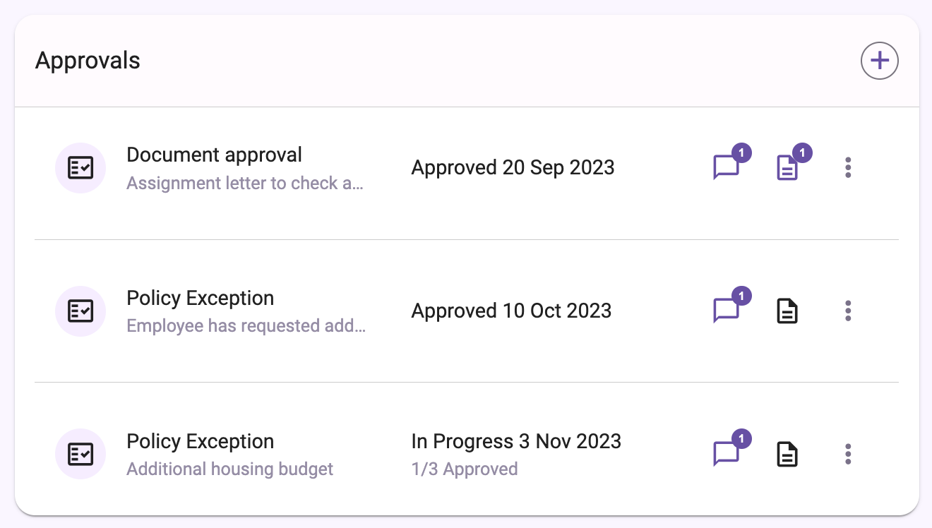 Approvals audit history