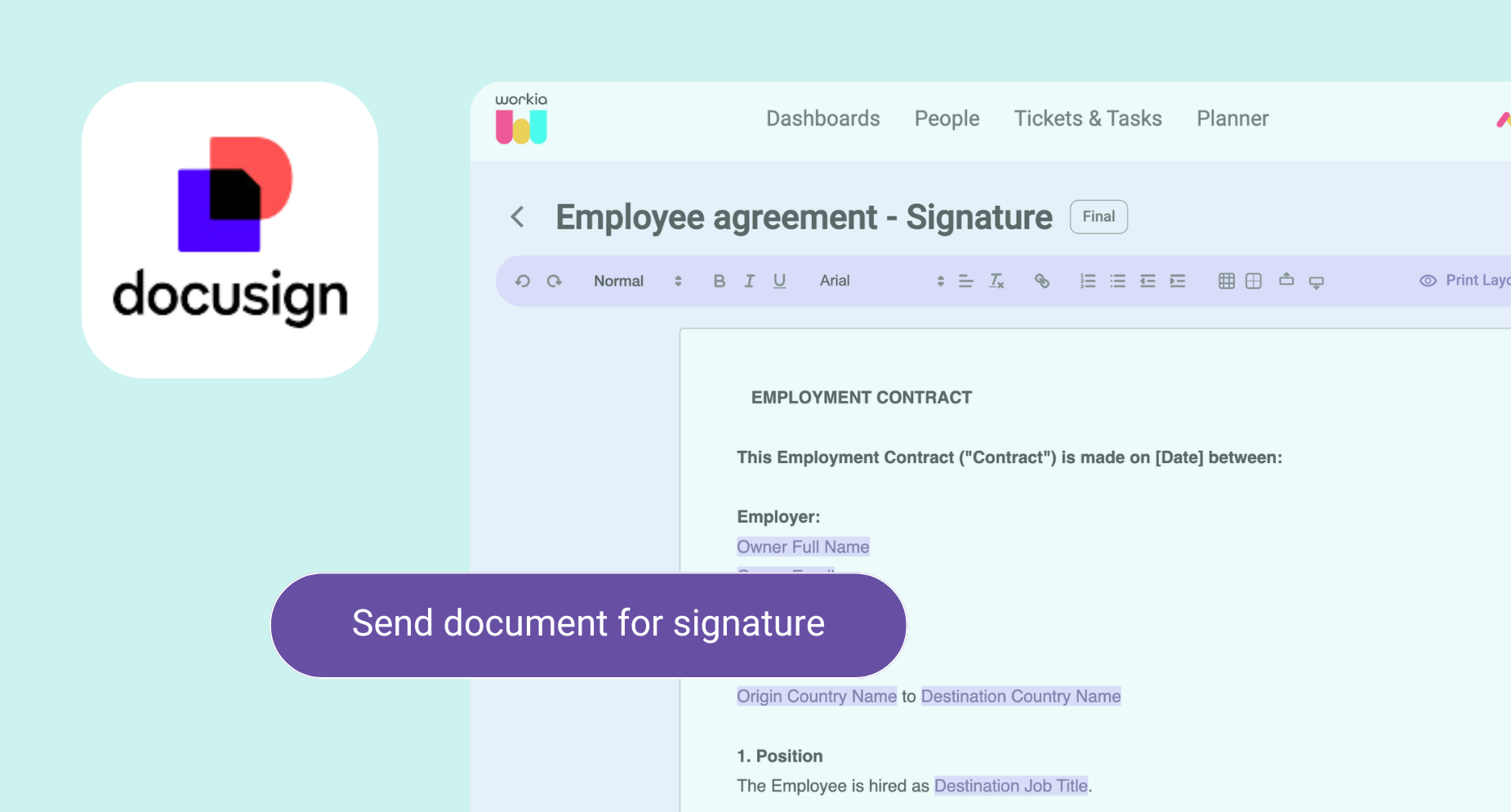 Send document for signature